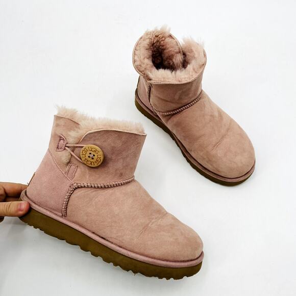 UGG Blush Pink Short Button Boots - Picture 1 of 7